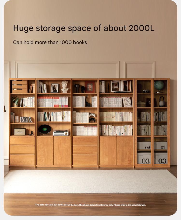 Cherry Solid Wood Bookcase Display Storage Cabinet for Study