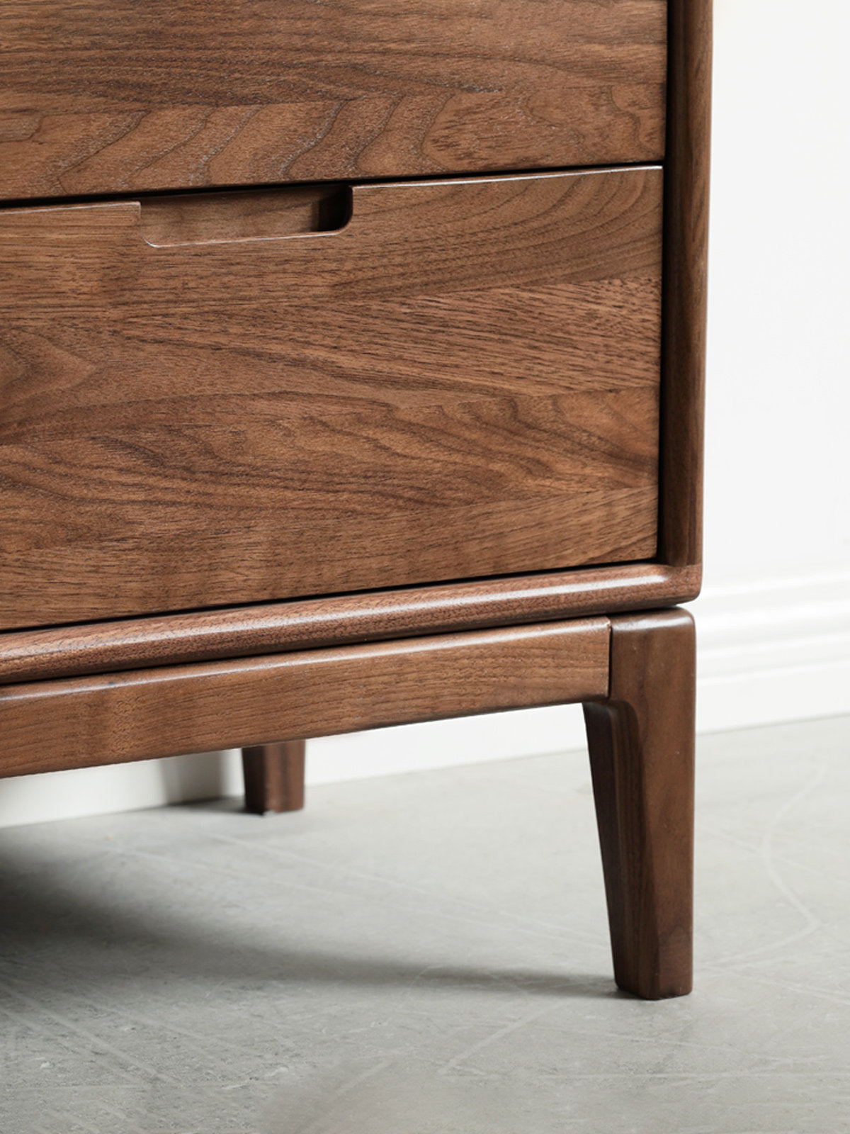 Ash Solid Wood Storage Cabinet Against the Wall