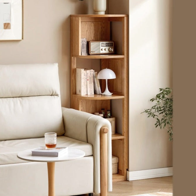 Ash, Oak, Solid RubbberWood Corner Bookshelf