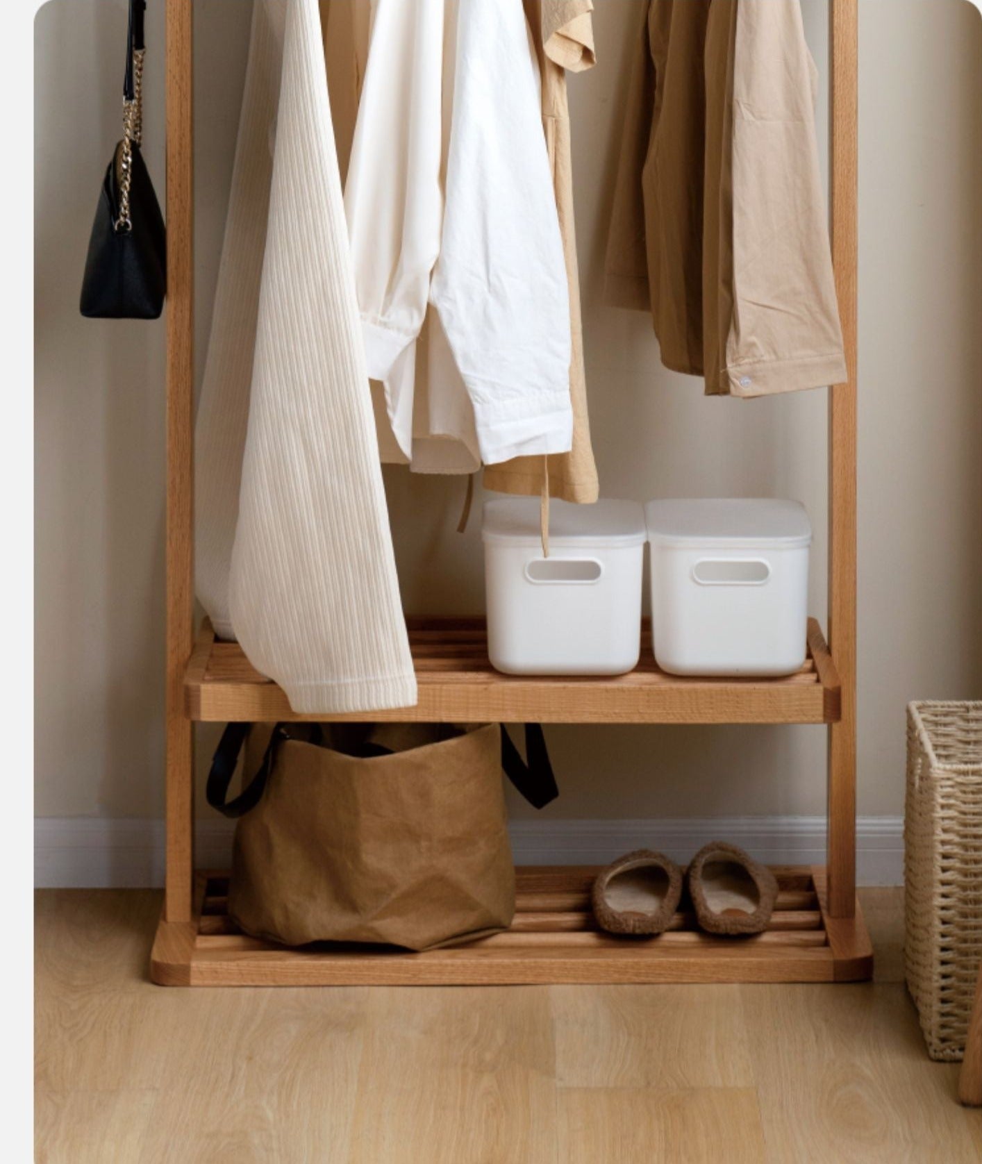 Oak Solid Wood Clothes Rack Hanger