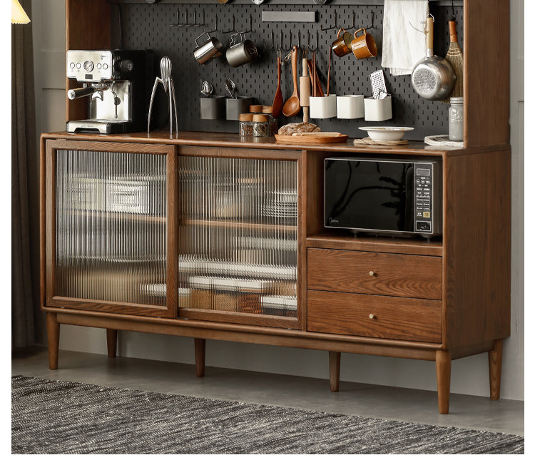 Ash Solid Wood Sideboard High Wine Cabinet Buffet