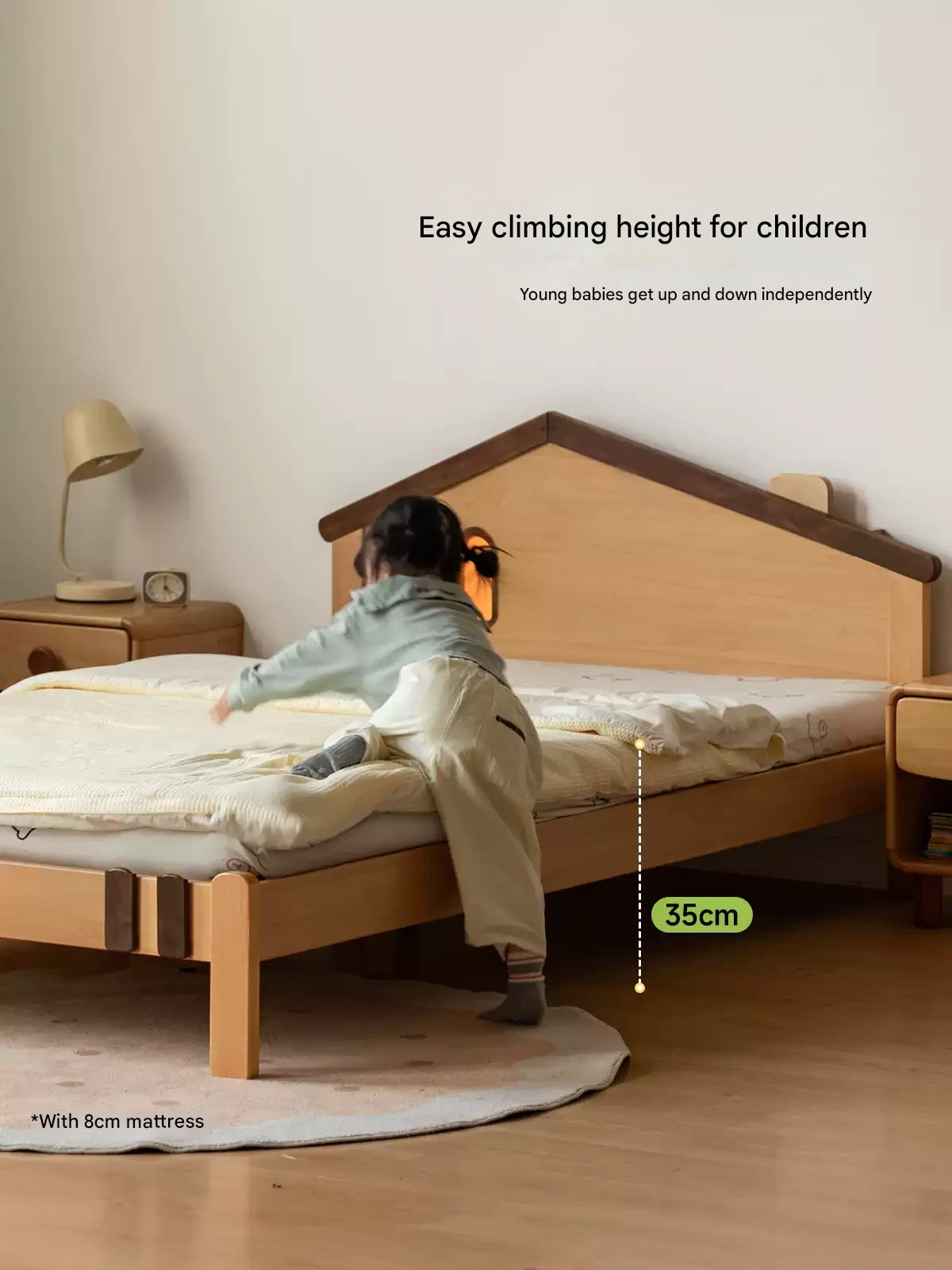 Beech, Poplar, Little House Kids Bed with 15min Delay Turning Off the Lights<