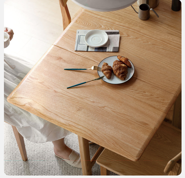 Ash, Oak Solid Wood Folding Dining Table