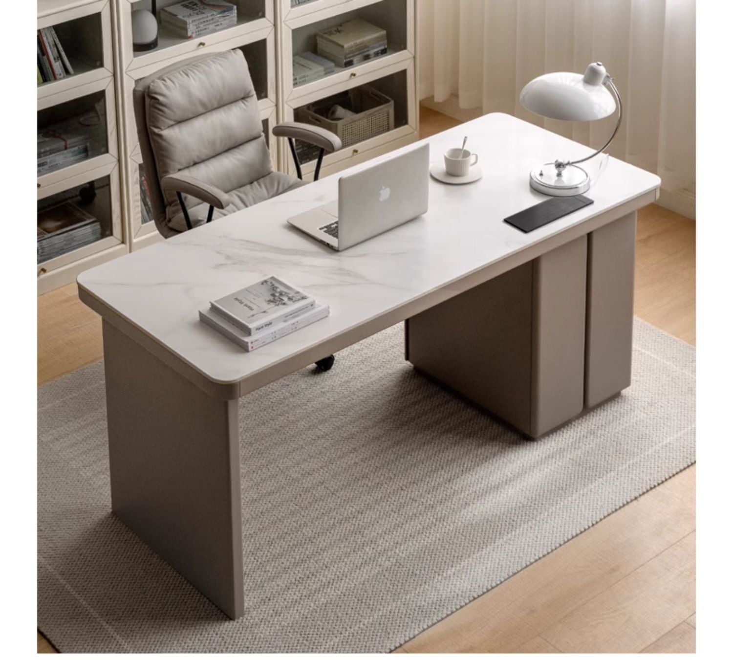 Poplar Solid wood slate desk Large table with drawers"