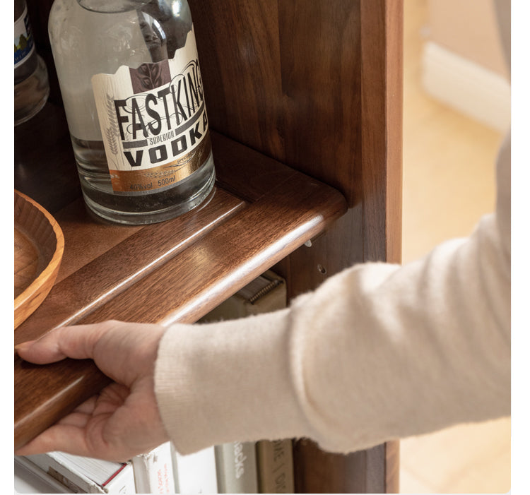 Black Walnut Solid Wood Rock Side Cabinet.