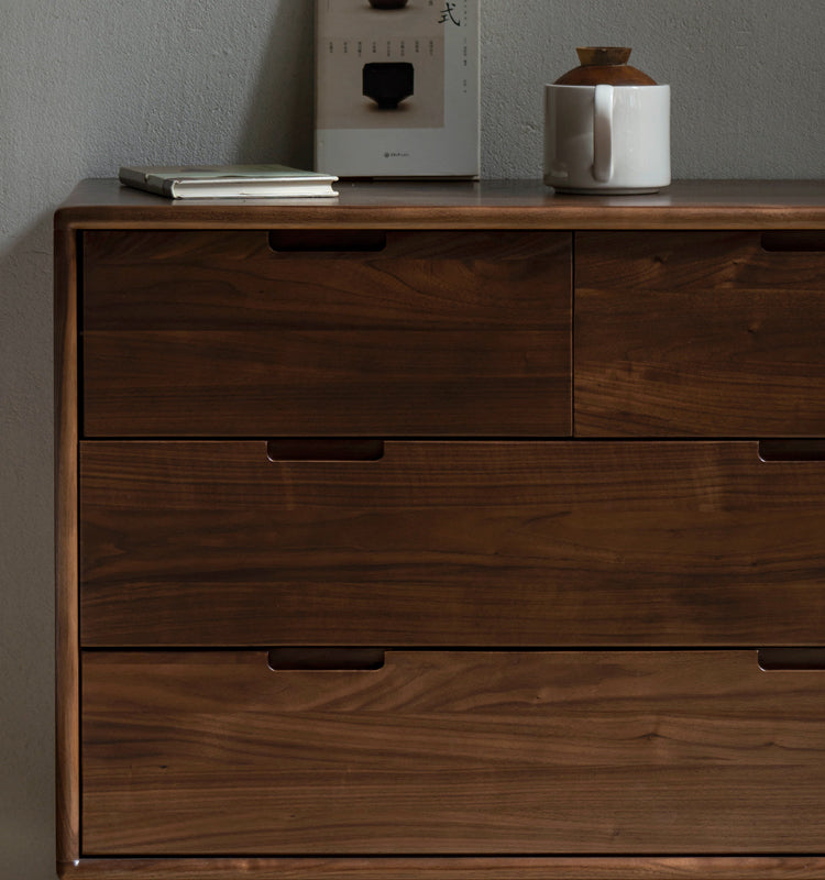 Ash Solid Wood Storage Cabinet Against the Wall