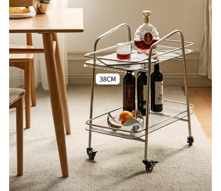 Mobile Storage Rack, Glass Dining Cart