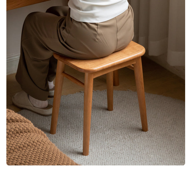 Black Walnut, Cherry, Oak, Sandalwood, Solid RubberWood Modern Light Luxury Makeup Stool