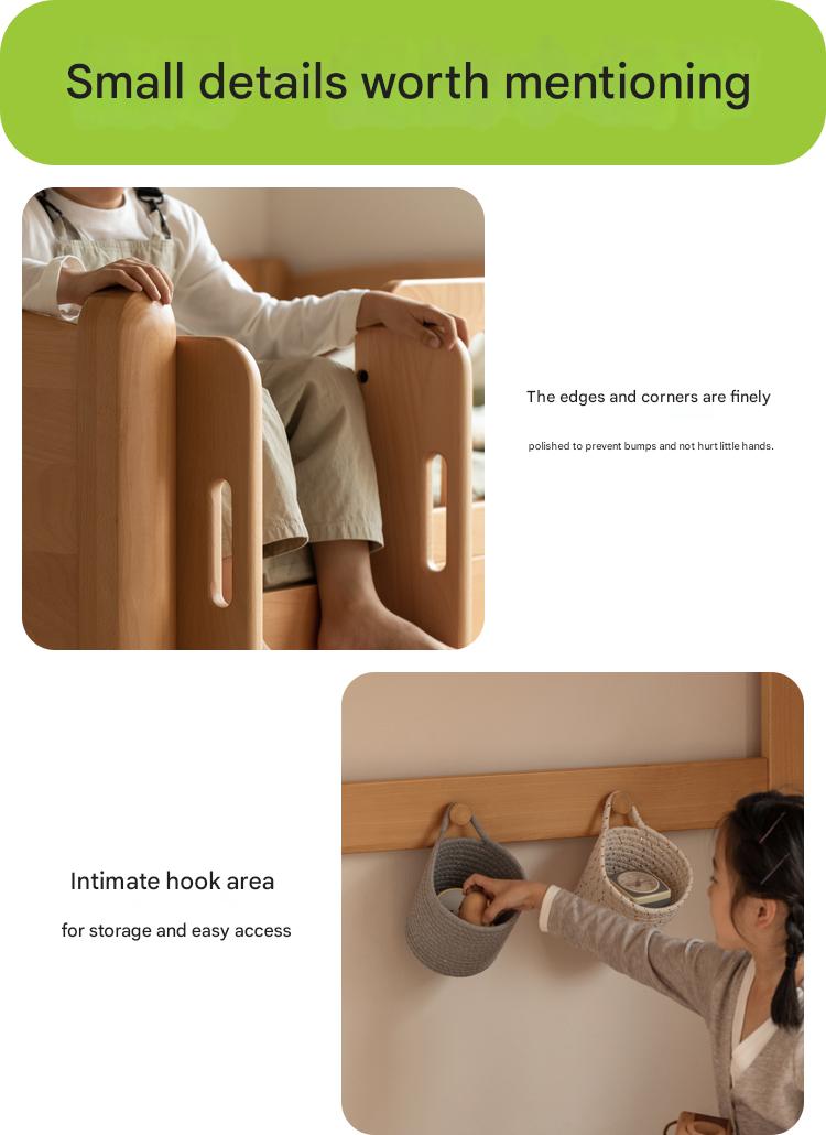 Beech solid wood children's bunk bed.