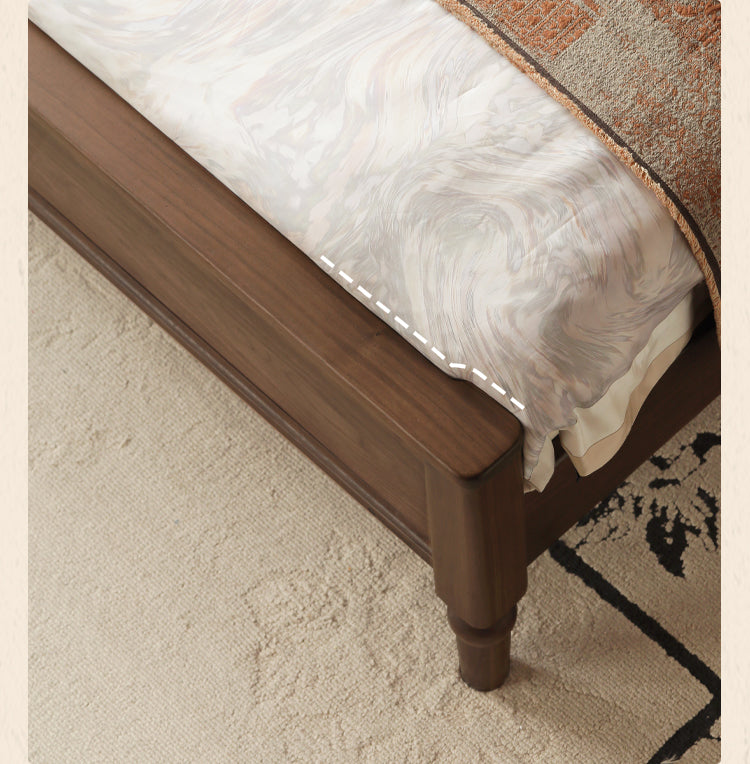 Black Walnut Solid Wood American Large Board Vintage Double Bed