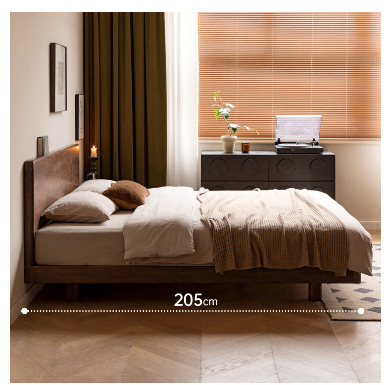Black Walnut, Oak Solid Wood Floating Bed