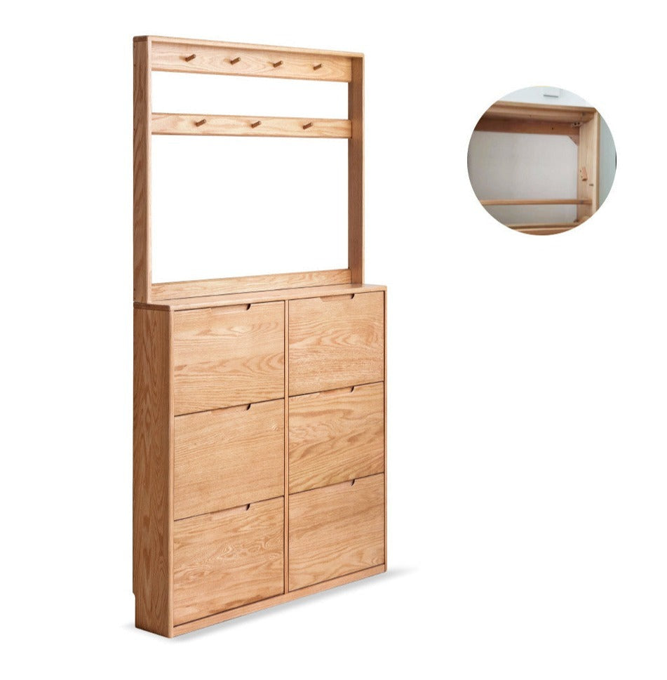 Oak, Poplar Solid Wood Ultra-Thin Shoe Cabinet