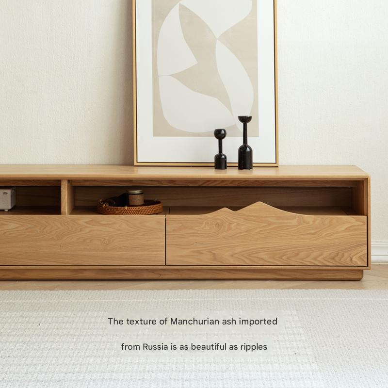 Ash Solid Wood Floor TV Storage Cabinet.