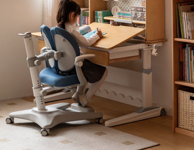 Beech Solid Wood Kids Raised and Lowered Study Table