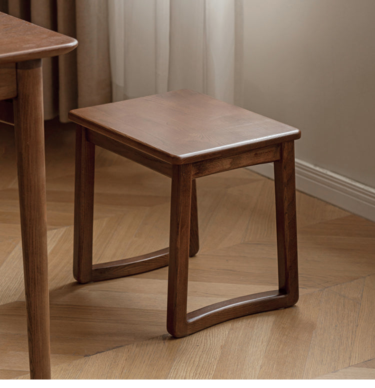 Ash Solid Wood Modern White Wax Wood Square Stool