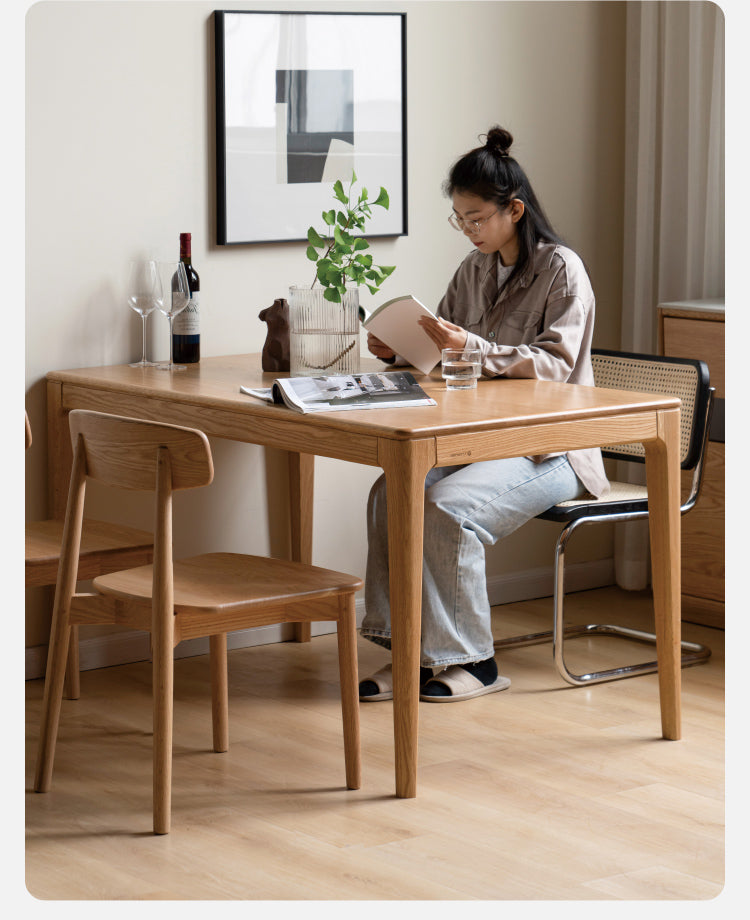 Oak, Ash Solid Wood Log Style Rectangular Dining Table