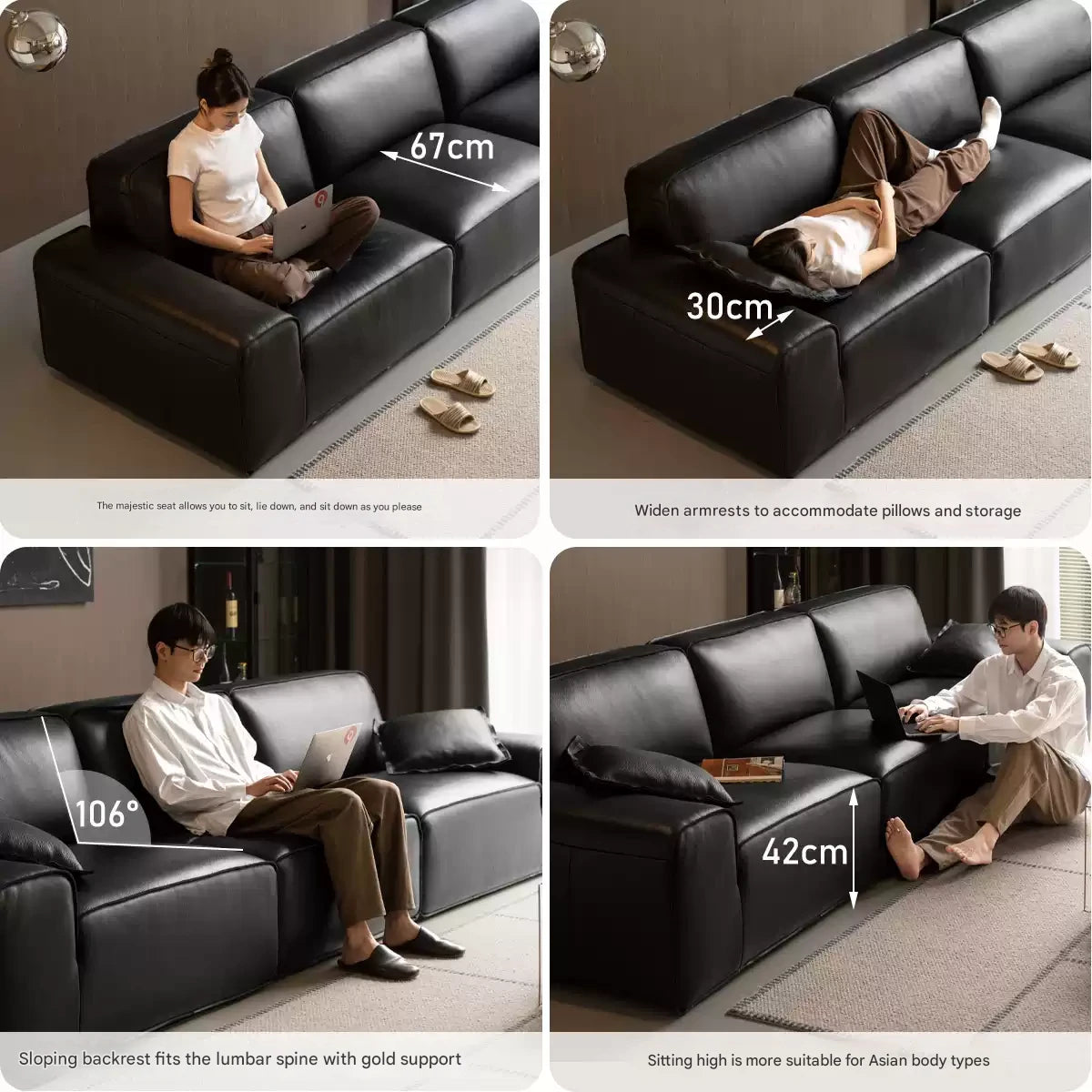 Genuine Leather Modern Minimalist Sofa