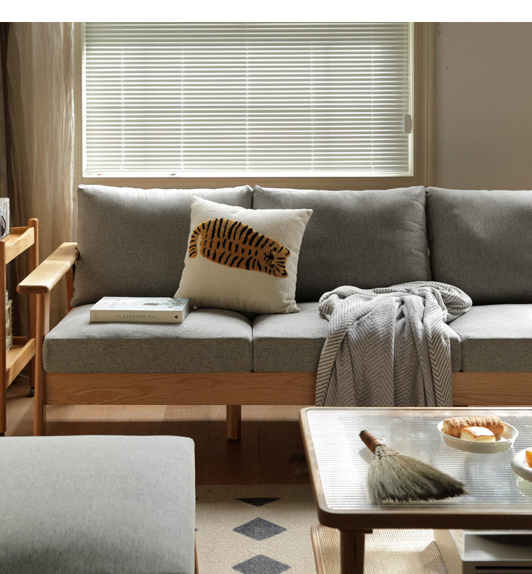 Oak Solid Wood Fabric Sofa 3 colors.