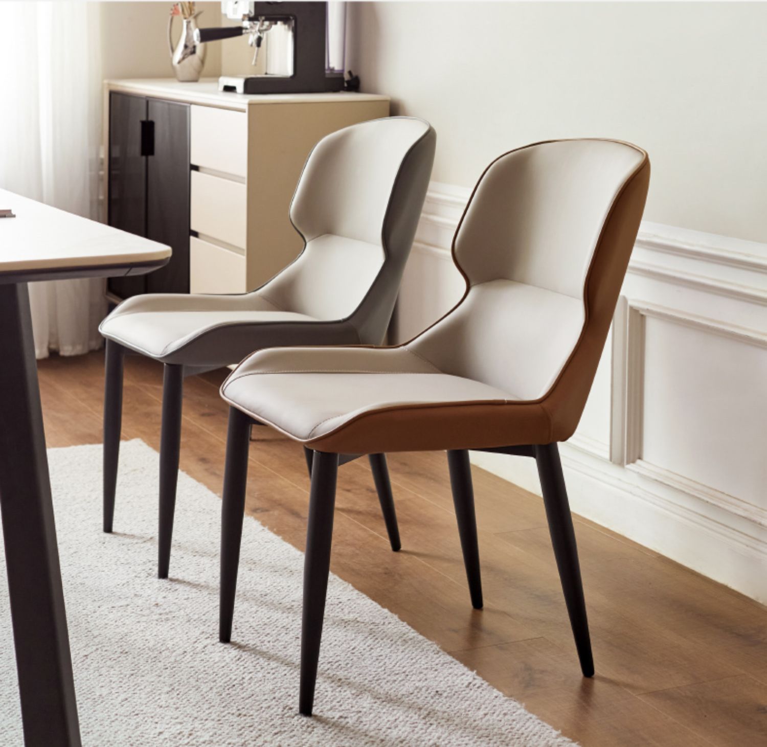 Set 4 pcs Iron Art Dining Chair Light Luxury Soft Bag