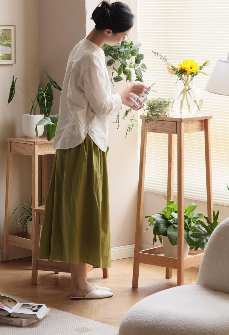 Oak Solid Wood Flower Rack Modern