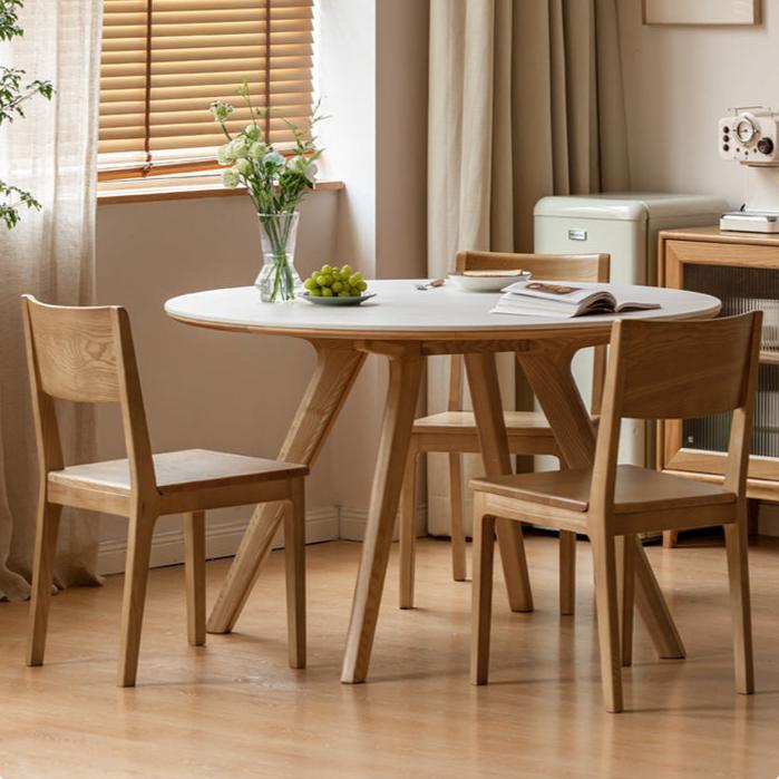 Ash Solid Wood Modern Rock Round Table.
