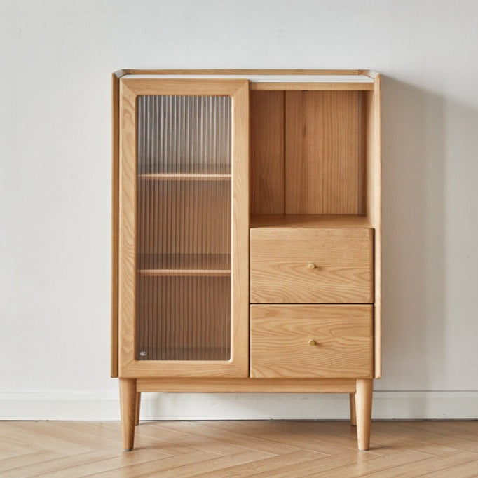 Ash Solid Wood Side Cabinet Storage.