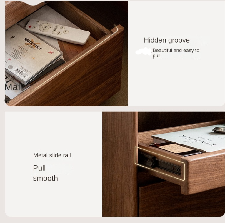 Black Walnut, Oak, Sandalwood Solid Wood Nightstand Socket, Lamp