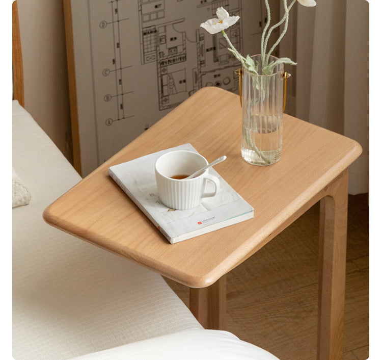Cherry, Beech, Black Walnut, Solid Rubberwood Chic C-Shaped Side Table