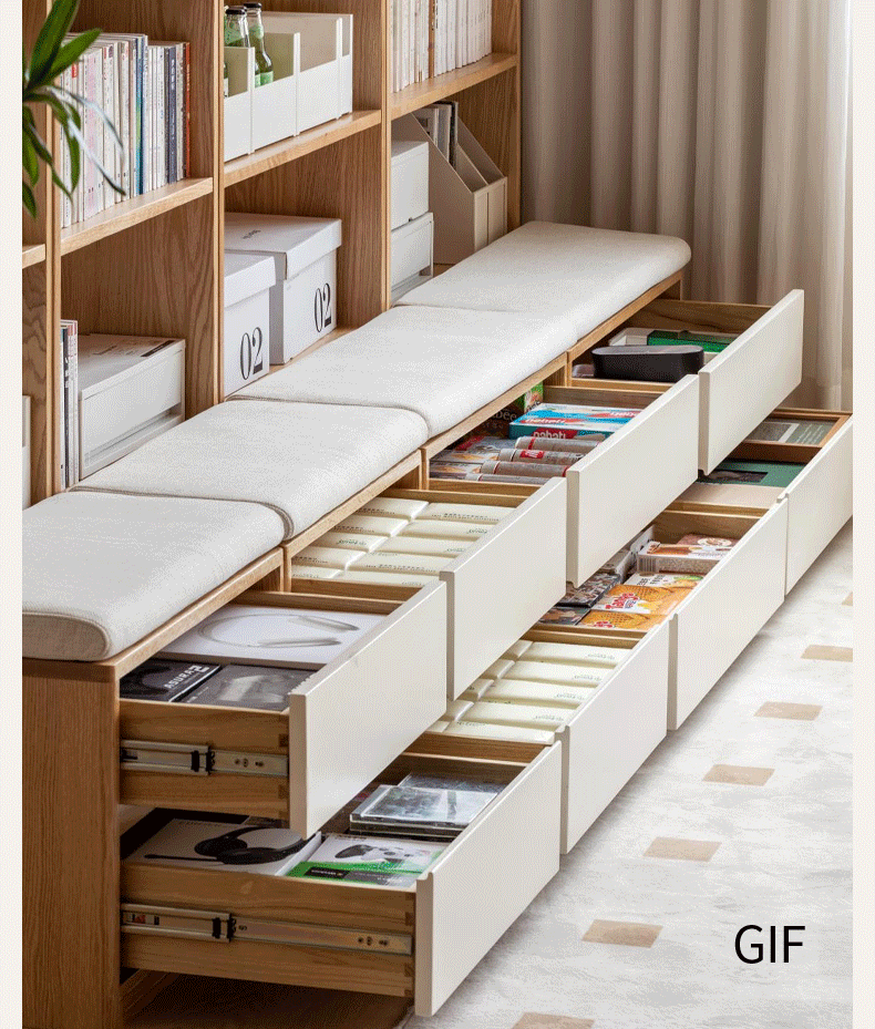 Oak Solid Wood Cream Style Bookcase