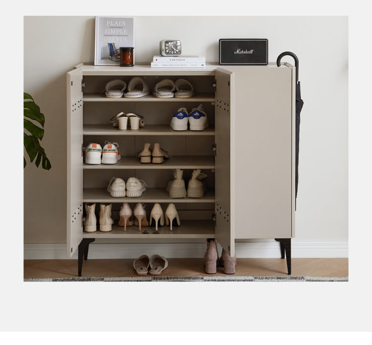 Light luxury Slab top Ash solid wood shoe cabinet"