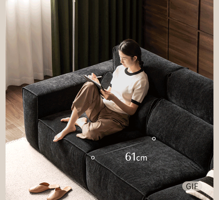 Fabric Modern Style chenille tofu block Sofa.