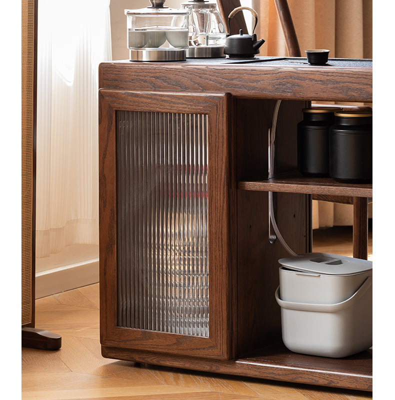 Oak, Ash Solid Wood Retractable Tea Table Tea Maker Integrated