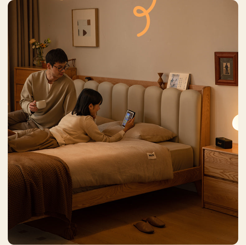 Beech, Oak Solid Wood Soft-Packe, Piano Key Bed