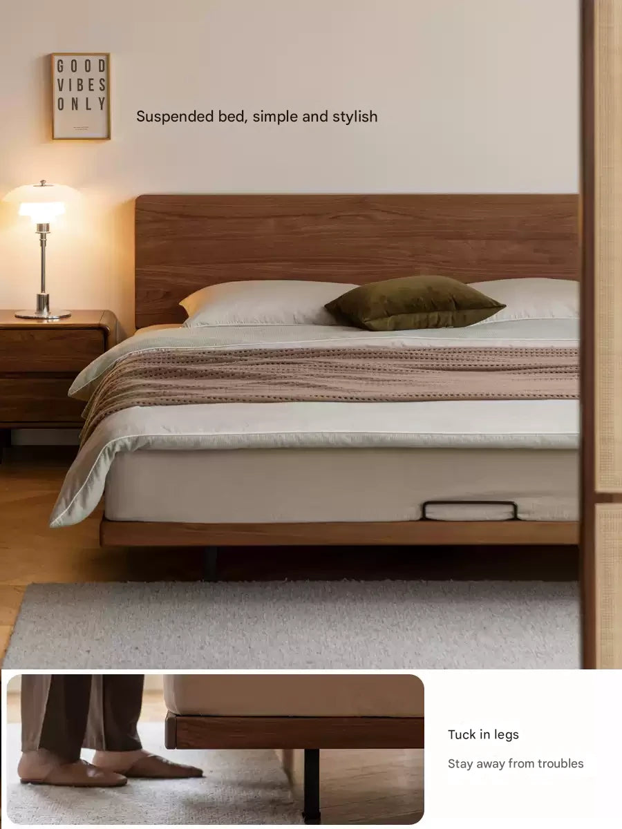 Black Walnut, Oak Solid Wood Suspended Bed