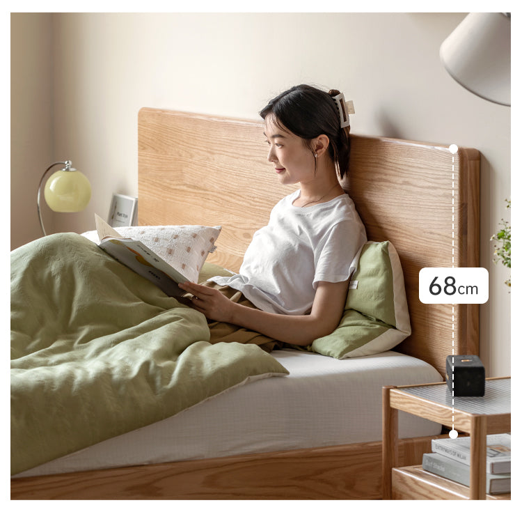 Oak Solid Wood Bed Thickened Headboard