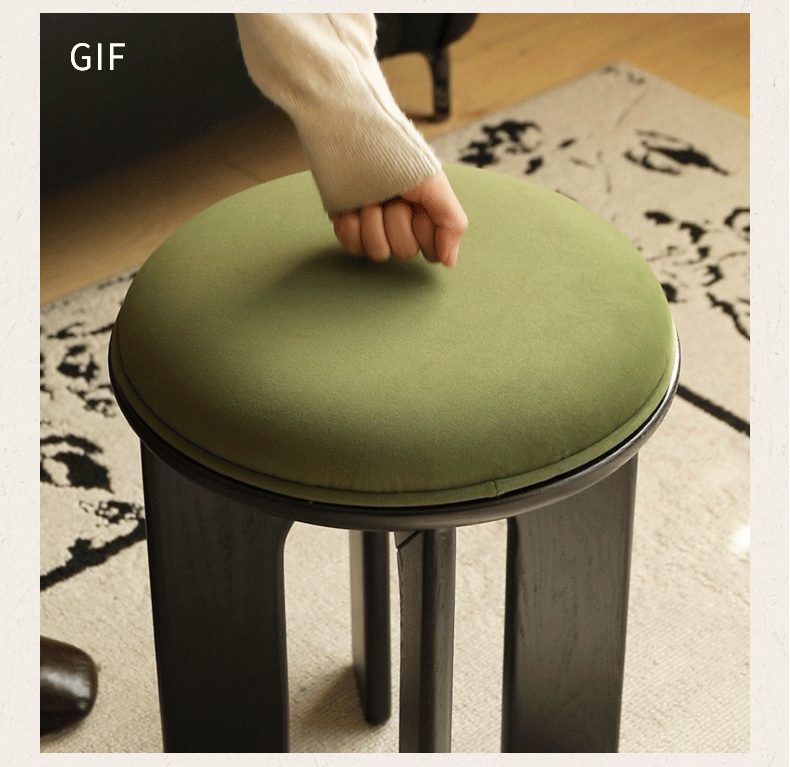 Oak, Beech Solid Wood, Solid RubberWood French Retro Round Stool