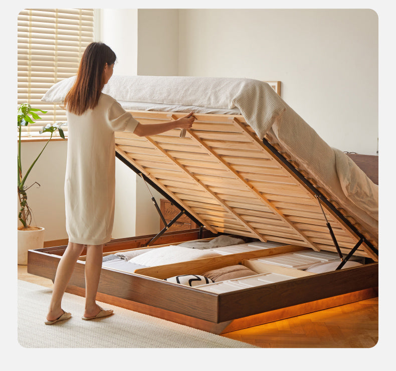 Black Walnut, Oak Suspended Luminous Box Bed