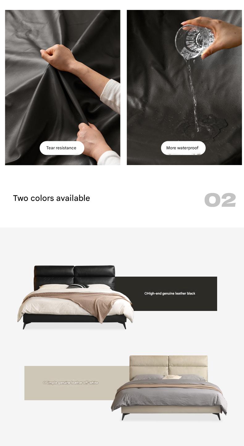 Leather Upholstered Bed with Down Filling