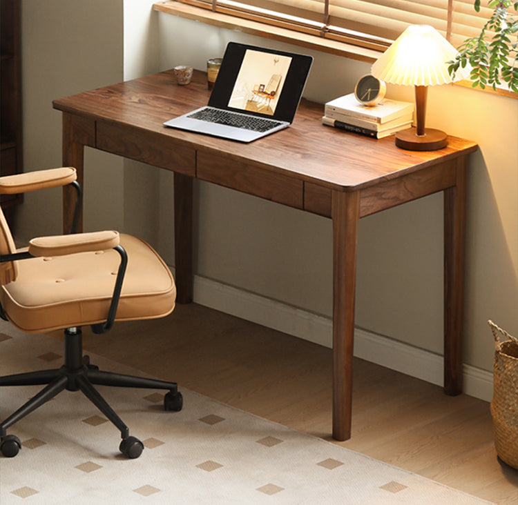 Black Walnut Solid Wood Desk With Drawers