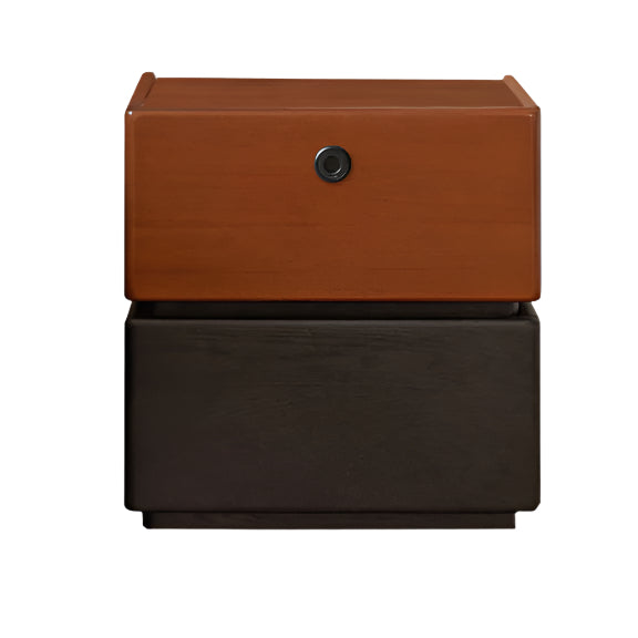 Ash, Poplar Solid Wood Modern Two-Tone Nightstand with 2 Drawers