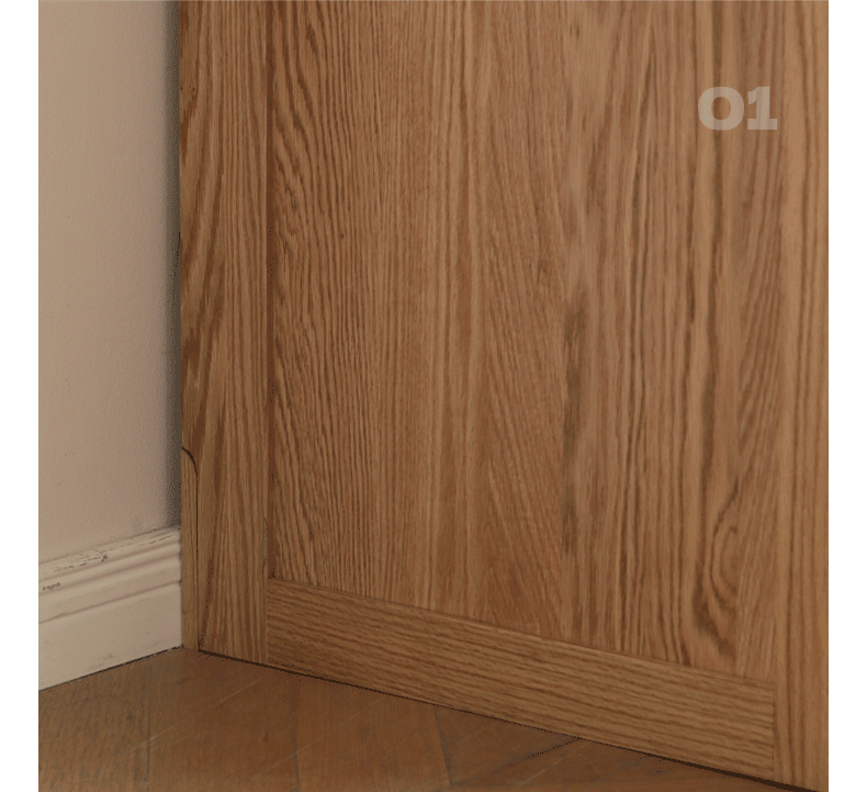 Oak, Ash Solid Wood Wardrobe Sliding Door Modern.