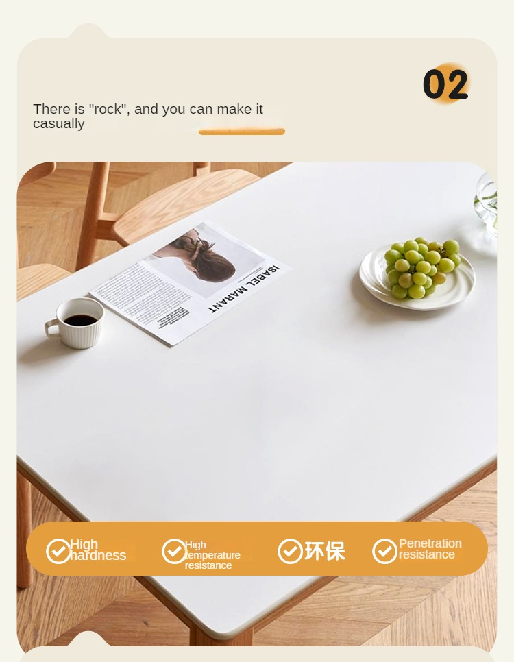 Oak, Beech Solid Wood Modern Slate Dining Table