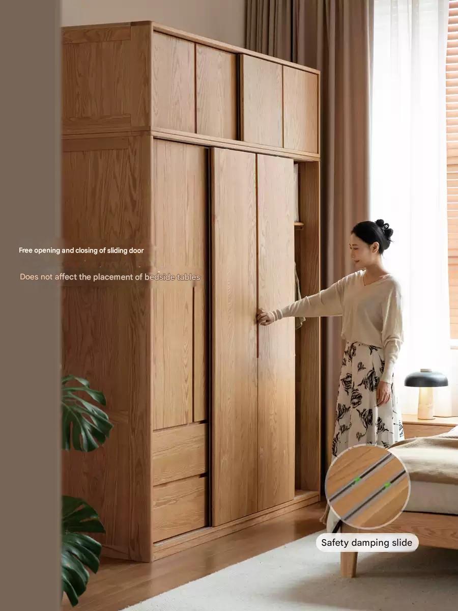 Oak Solid Wood Modern Storage Wardrobe.