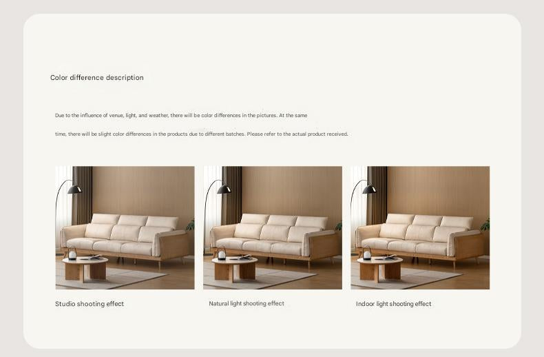 Ash Solid Wood Sofa Genuine leather, fabric High-Back Design