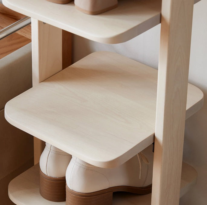 Beech, Solid Rubber Wood Narrow Shoe Rack