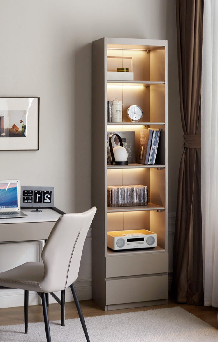 Poplar Solid Wood Combination Bookcase, Glass Door Cabinet