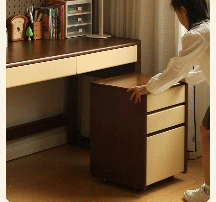 Solid Rubberwood Children's Desk With Bookshelf