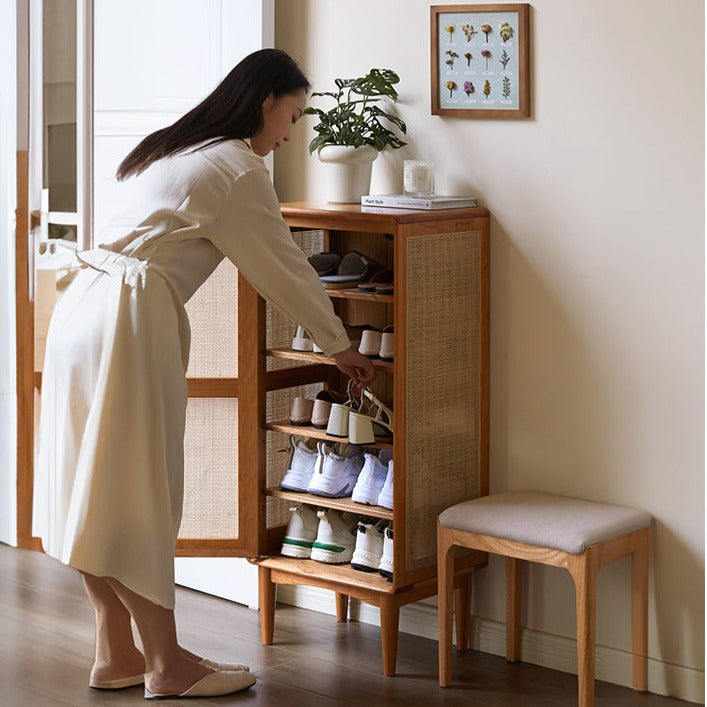 Oak Solid Wood Entrance Shoe Cabinet