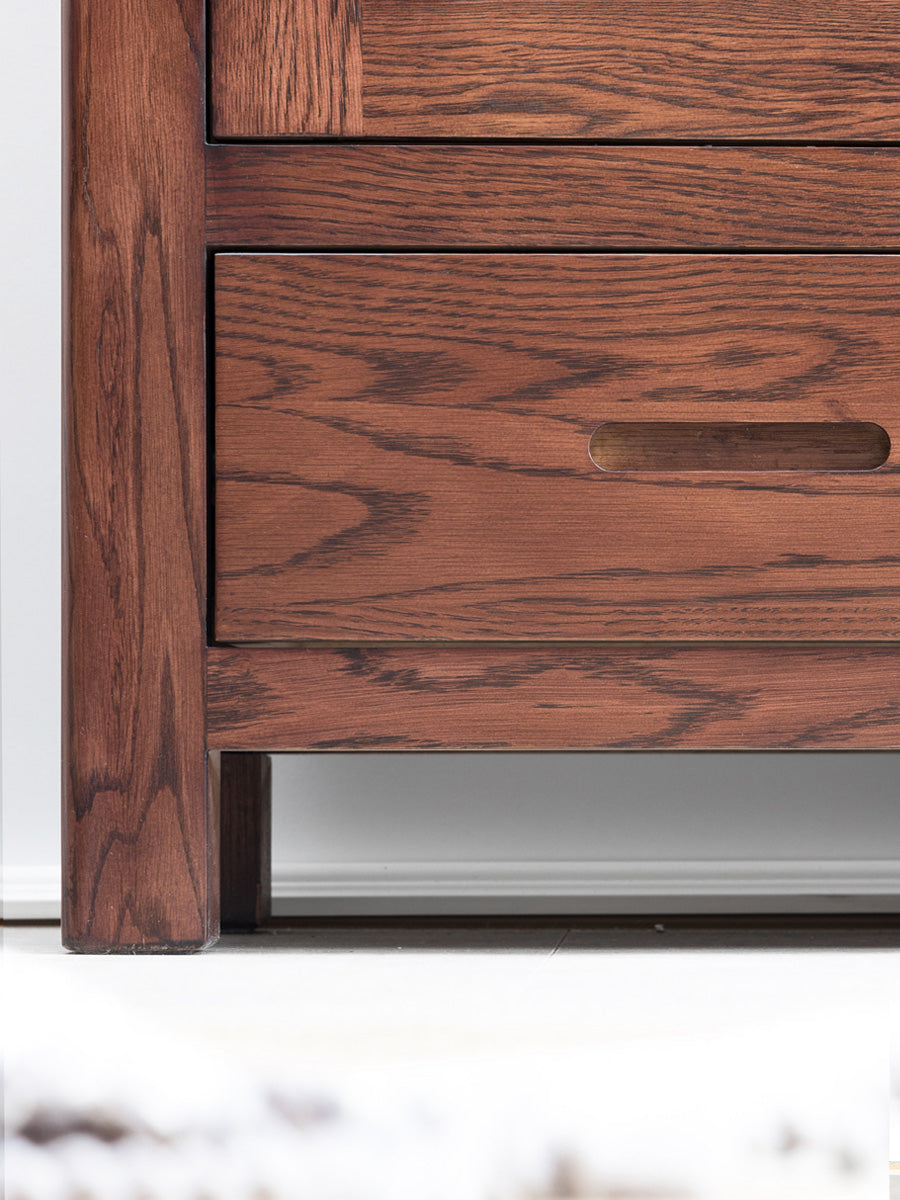 Oak Solid Wood Nordic Bookcase with Glass Door