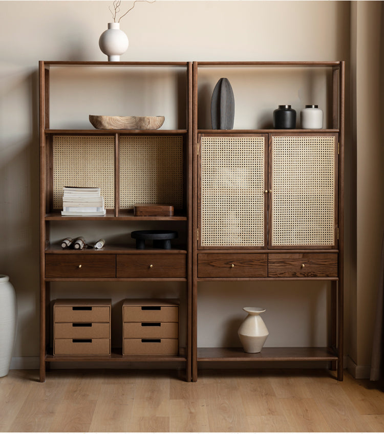 Black Walnut Solid Wood Bookshelf Display Cabinet Simple Bookcase